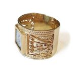 Roman Glass Ring – 14k Gold Square