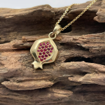 Ruby Pomegranate Pendant 14k Gold