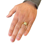 14K Gold and Blue Enamel Ani Ledodi Hebrew Wedding Ring
