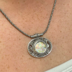 Filigree Oval Roman Glass Necklace Sterling Silver