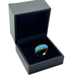 Blue Opal & Garnet Gemstones Filigree 14k Yellow Gold Ring