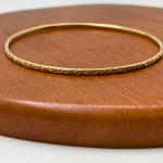 14K Gold Moroccan Bangle – Thin with Etched Design