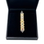 Precious Stones Talisman Two Tone Gold Mezuzah Pendant