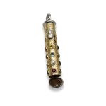Precious Stones Talisman Two Tone Gold Mezuzah Pendant