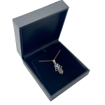 Heart Shaped Blue Topaz Hamsa Pendant – 14k Gold