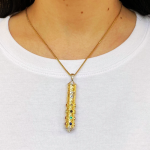Precious Stones Talisman Two Tone Gold Mezuzah Pendant