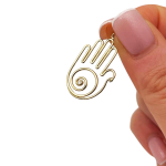 Diamond Hamsa Pendant with Dove of Peace in 14K Gold
