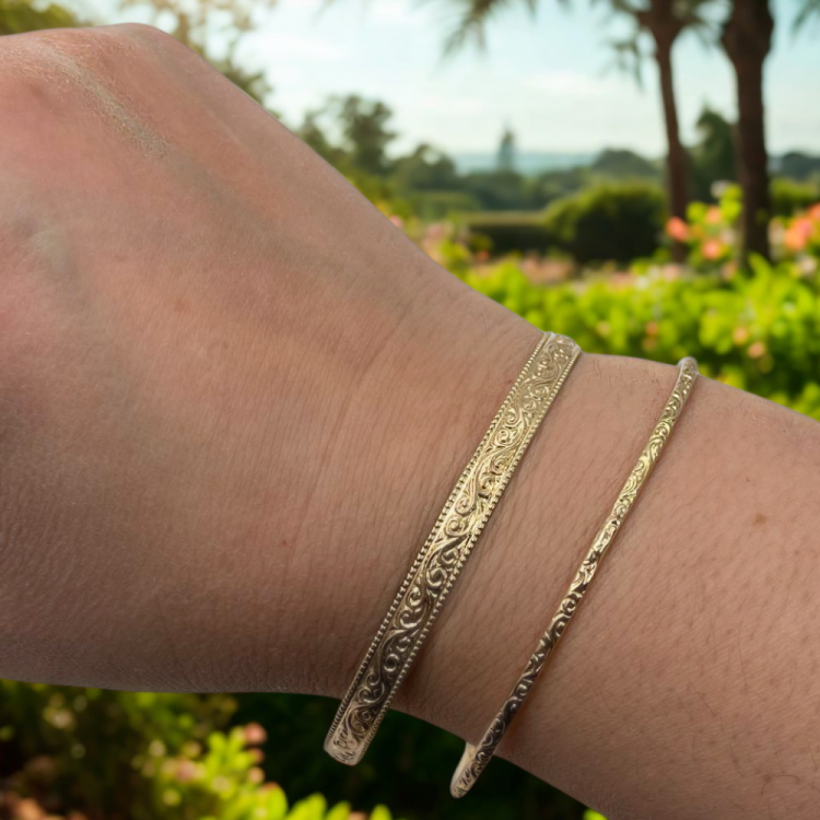 14K Gold Moroccan Bracelet - Heavy Ornate style