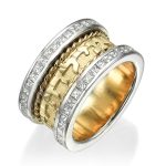 14k Two Tone Gold Braid Design Diamond Wedding Ring