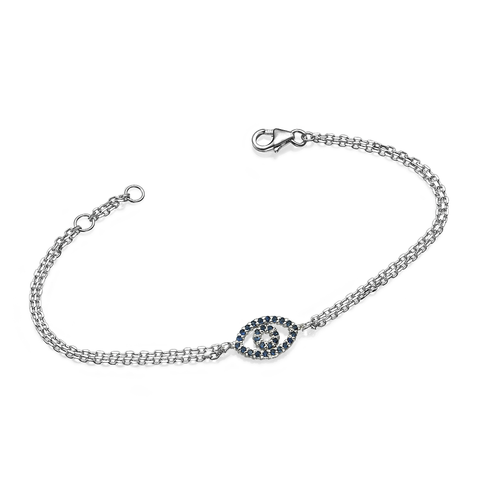 Reversible 14k White Gold Diamond Shire Evil Eye Bracelet Reversible 14k White Gold Diamond Shire Evil Eye Bracelet