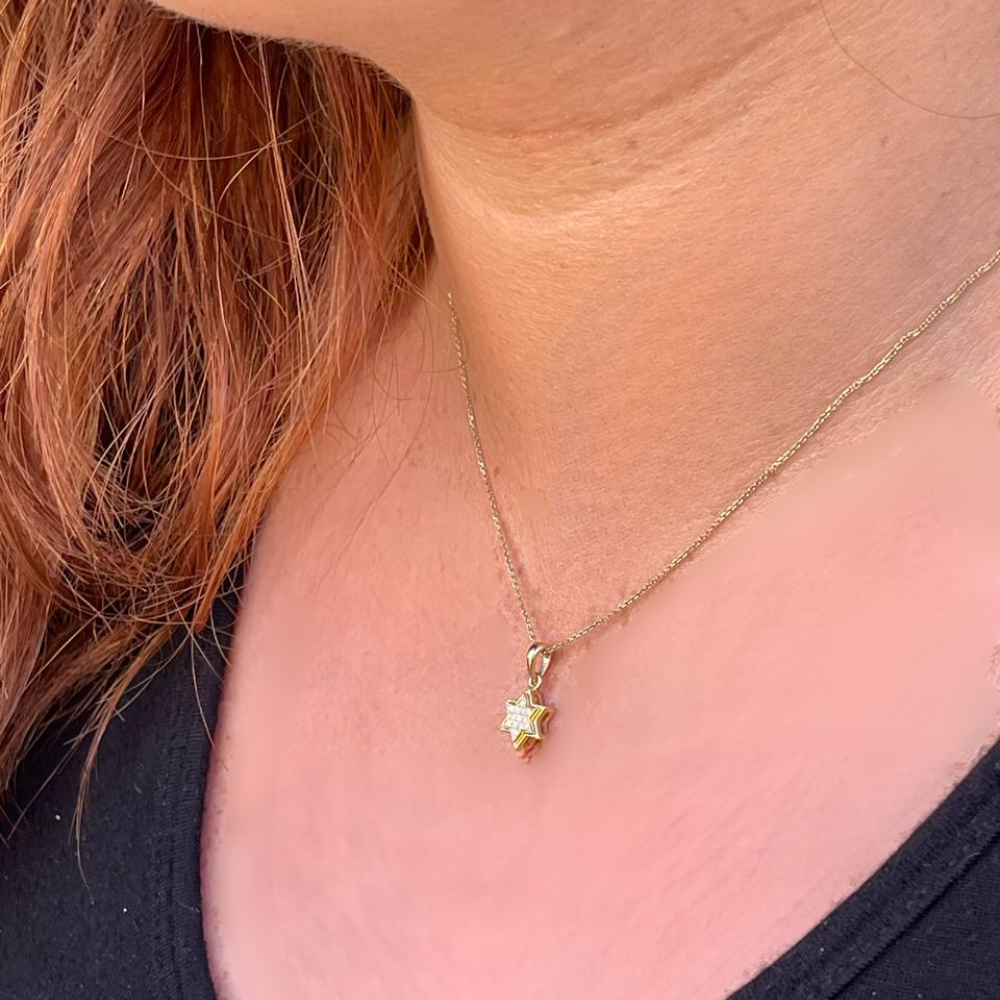 18K Gold Diamond Star of David Pendant