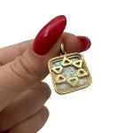 14k Gold Roman Glass Star of David Square Pendant