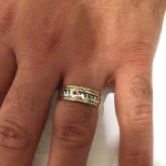 Silver and Gold Ruby Ani L’dodi Jewish Wedding Ring