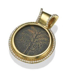 14k Gold Diamond Bar Kokhba Coin Pendant - Baltinester Jewelry