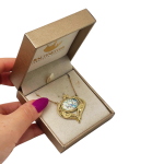 14k Gold Roman Glass Filigree Heart Necklace