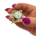 14k Gold Roman Glass Filigree Heart Necklace