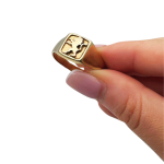 14K Gold and Blue Enamel Ani Ledodi Hebrew Wedding Ring