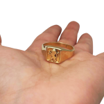 14K Gold and Blue Enamel Ani Ledodi Hebrew Wedding Ring