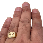 14K Gold and Blue Enamel Ani Ledodi Hebrew Wedding Ring