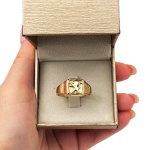 14K Gold and Blue Enamel Ani Ledodi Hebrew Wedding Ring