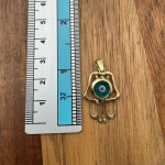 14k Gold Crystal Eye Hamsa Pendant