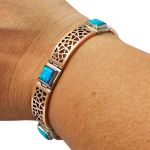 Israeli Designer Bracelet in 14k Rose and White Gold Opal Bracelet
