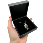 14k Gold Crystal Eye Hamsa Pendant
