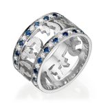 Sapphire and Diamond Ani Ledodi Wedding Band 14k Yellow Gold