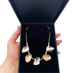 Silver and Gold Jerusalem Stone Style Nugget Necklace