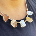 Silver and Gold Jerusalem Stone Style Nugget Necklace