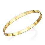 Hammered 14k Gold Flat Bangle Bracelet