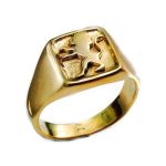 14K Gold and Blue Enamel Ani Ledodi Hebrew Wedding Ring