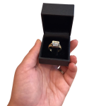 14k Yellow Gold Roman Glass Square Ring