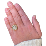 Alexander Coin 14K Gold and Diamond Signet Ring