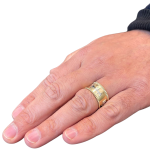 14k Matte Gold Beaded Jewish Wedding Ring