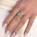 Roman Glass Ring – 14k Gold Square