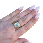 Roman Glass Ring – 14k Gold Square