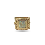 Roman Glass Ring – 14k Gold Square