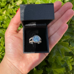 Sterling Silver Split Band Roman Glass Ring
