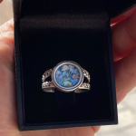 Sterling Silver Split Band Roman Glass Ring
