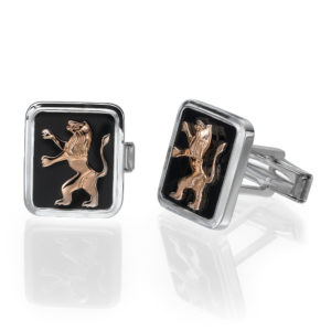 Sterling Silver 14k Rose Gold Lion of Judah Cufflinks - Baltinester Jewelry