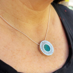 Eilat stone jewellery | Round Textured Silver Necklace – Jerusalem Skyline