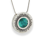 Eilat stone jewellery | Round Textured Silver Necklace – Jerusalem Skyline