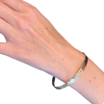 Hammered 14k Gold Flat Bangle Bracelet
