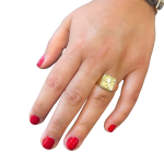 14K Gold and Blue Enamel Ani Ledodi Hebrew Wedding Ring