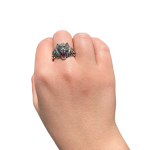 Oxidized Silver Lion of Judah Ruby Ring