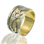 Star of David Messianic Seal of Jerusalem Ring – 14K Gold Two Tone Grafted-In Ring
