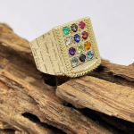 Choshen Semi-Precious Stones Men’s Signet Ring in 14K Gold