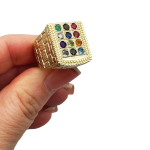 Choshen Semi-Precious Stones Men’s Signet Ring in 14K Gold