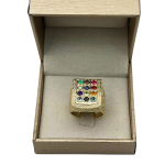 Choshen Semi-Precious Stones Men’s Signet Ring in 14K Gold